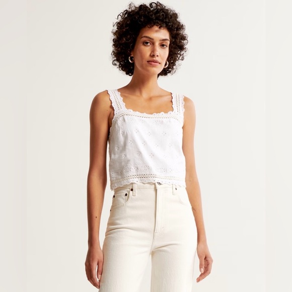 Abercrombie Linen Blend Tie-Back Square Neck Top - Picture 2 of 5